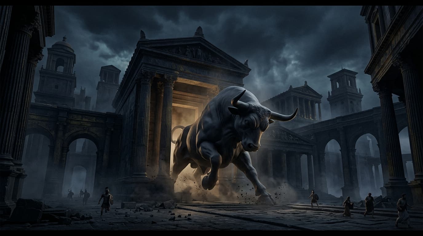Monumental Bull Statue - Master the Markets